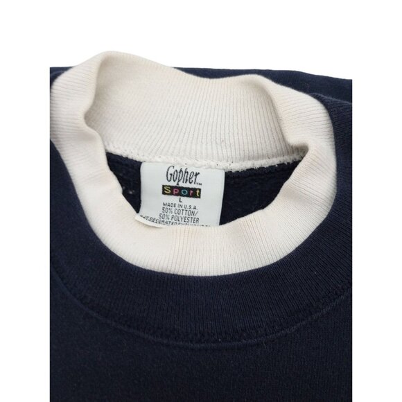 Vintage Gopher Sport Sweatshirt Womens L Navy Pullover Teddy Bear Graphic 90s - Picture 7 of 14